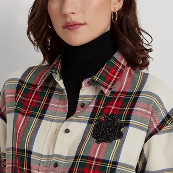 $250 RALPH LAUREN Bullion Checked Plaid Tartan Twill Shirt Large L holidays - Picture 3 of 5